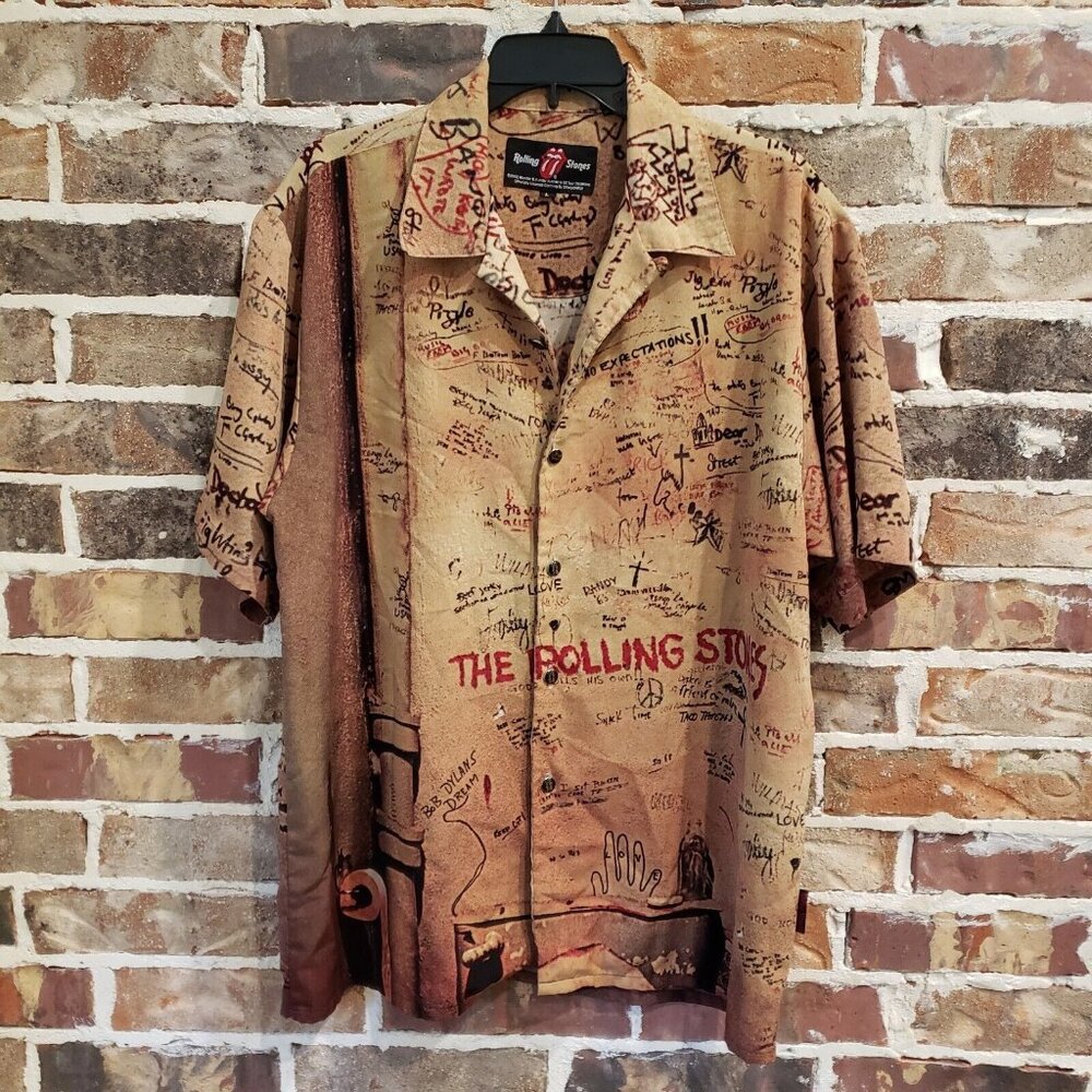 Vintage Rolling Stones Shirt Beggars Banquet Album Dragonfly Button-Up Sz Large